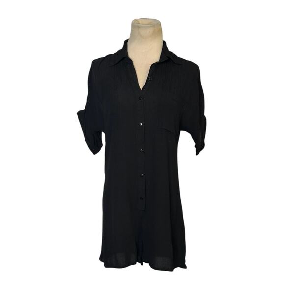 Nasty Gal black short cuffed sleeves buttoned romper size 4 - Picture 6 of 10